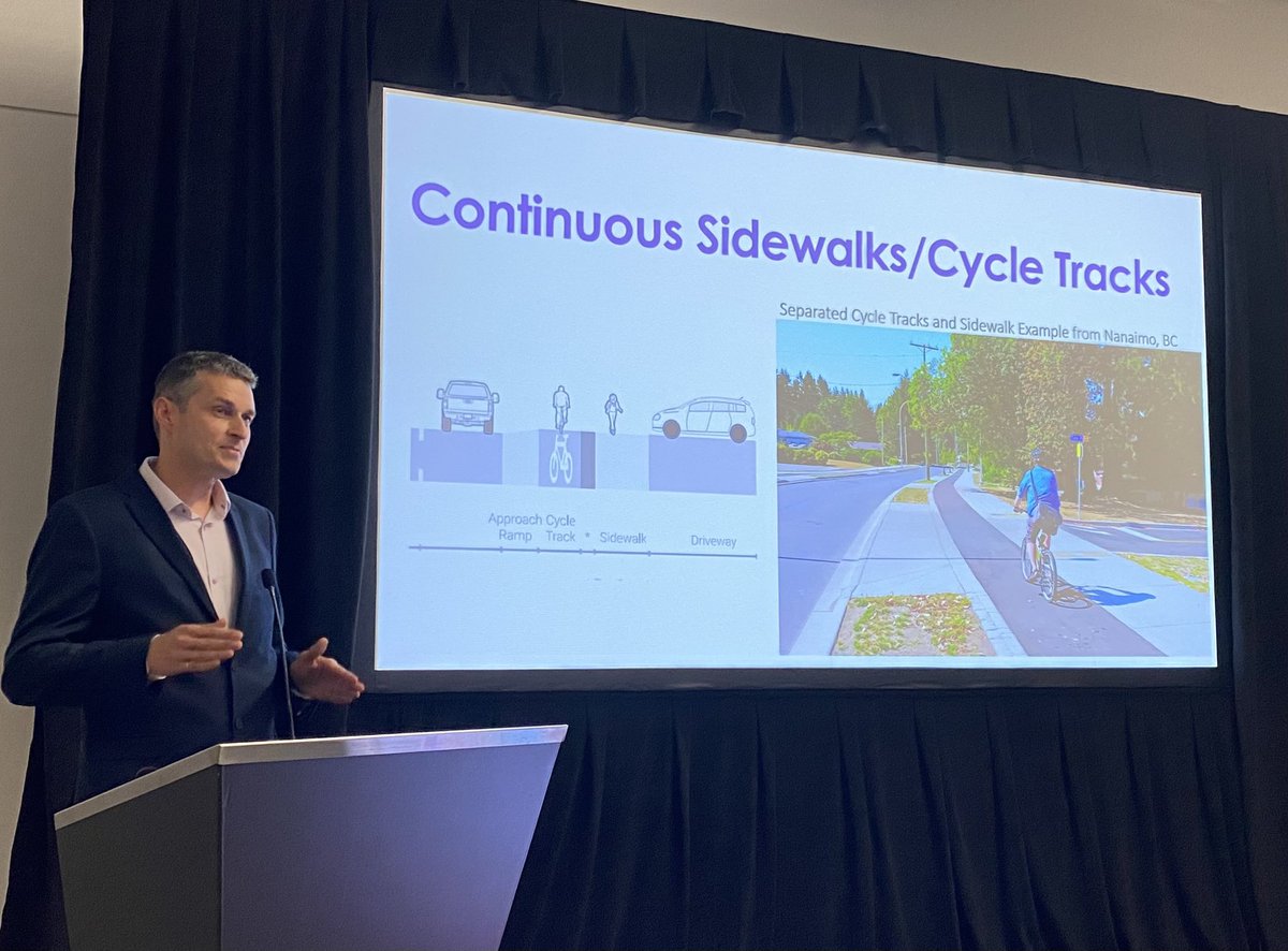 CyclePlanner's tweet photo. Great presentation today at TAC on Innisfil’s 25th Side Road Complete Street Project by Bobby-Jo Duncan from the Town and Shawn Smith from @WSPCanada #TACConf https://t.co/QqxN53V3ZK