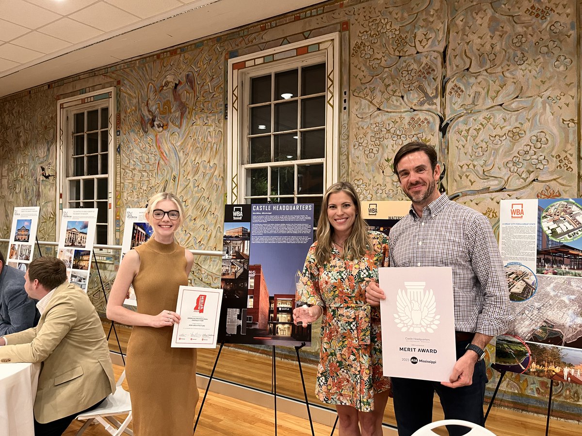 wbaarchitecture's tweet image. Congrats to our team for bringing home wins at this year&apos;s AIA MS Design Awards! Our firm was awarded an EP Friendly Firm award for its committment to young professionals. And the Castle Headquarters in Meridian, MS, was awarded a Merit Award for thoughtful historic renovation.
