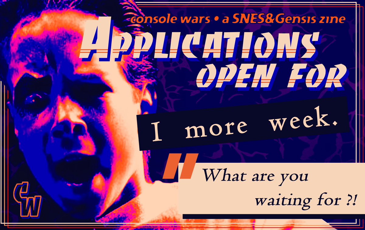 ConsoleWarZine's tweet photo. OUR CONTRIBUTOR APPLICATIONS ARE OPEN FOR 1 MORE WEEK!! APPLY NOW!! ⬇️⬇️⬇️

https://t.co/hYcGnFEzu2 https://t.co/JFJJ37di9I