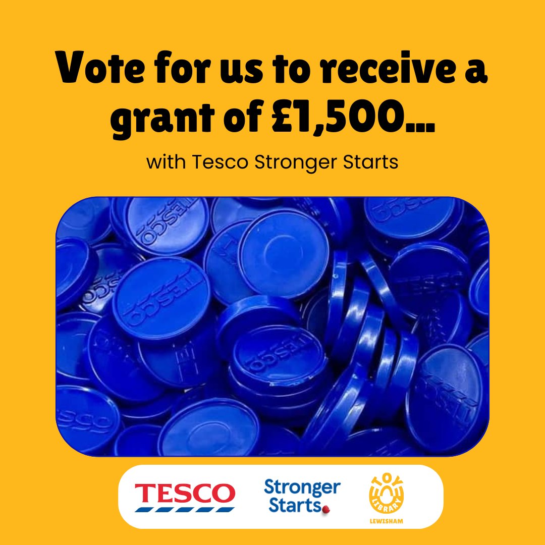 LewToyLibrary's tweet photo. We have been selected for #tescostrongerstarts and we could receive a £1,500 grant. Next time you shop at one of these Tesco stores please vote for us
📍Grove Park
📍Lewisham
📍Loampit Vale Express
📍Downham Bromly Rd https://t.co/9aRTz7TdQF