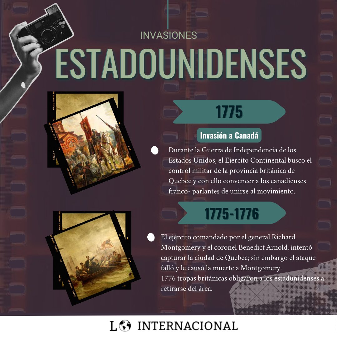InternacionalLo's tweet photo. #LoInternacional 🌎📍te invita a conocer las invasiones  estadounidenses a Canadá, México, China, entre otros; a lo largo de su historia. 🤓📚
¿Conocías alguno de estos? 🗺️🔍

#BUAP #LoInternacional #EstadosUnidos #Politicaexterior https://t.co/04oYTc9vcm
