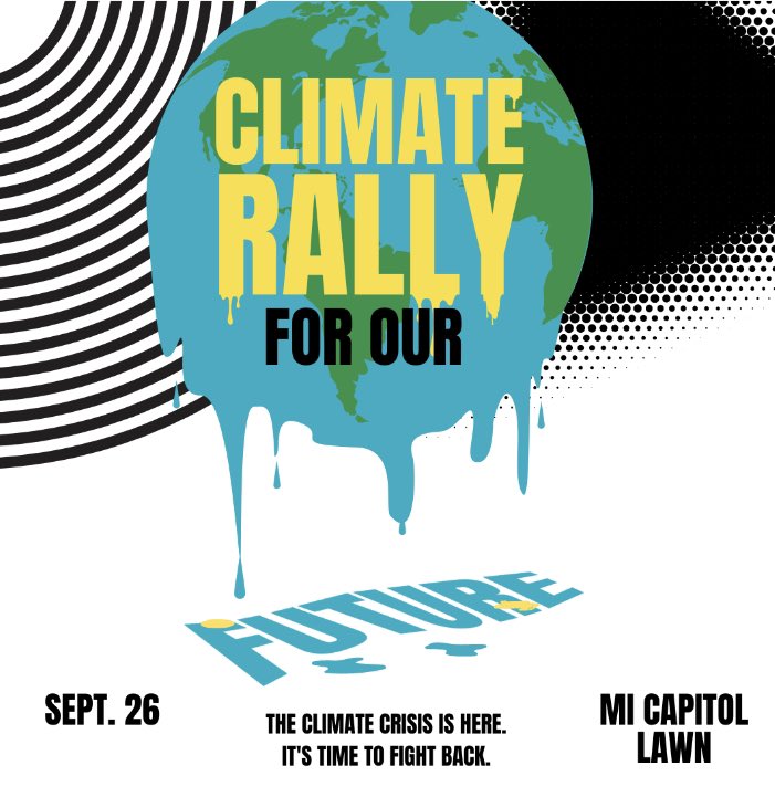 When it comes to tackling climate change, Michigan should be a leader. Join the rally on Tues., Sept. 26th (tomorrow) to meet with legislators and advocates, enjoy live music and food, and be a part of the clean energy movement! michiganlcv.org/event/rally-fo… #MICleanEnergyFuture