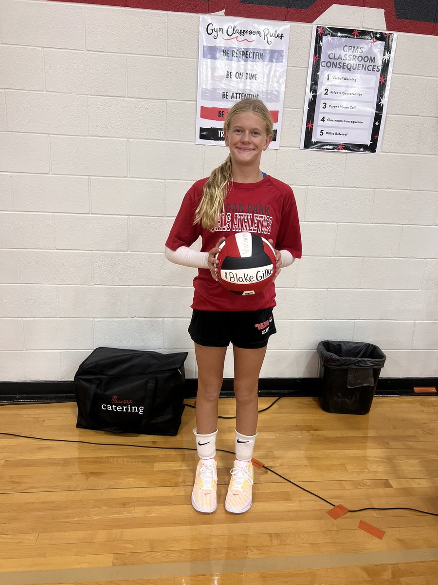 CPMSathletics's tweet photo. Our 8th grade volleyball contribution ball winner of the week - Blake Gilkey!

“Blake is a great player, she is funny and she is nice to everyone!” https://t.co/gjqwzgseHe