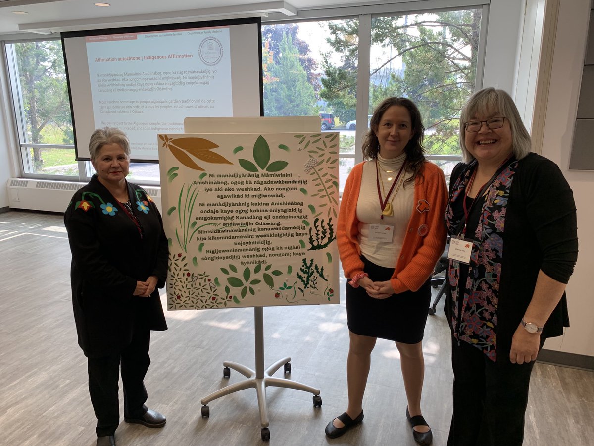 It was humbling to be part of the ⁦@UofODFM⁩ #reconciliation week event with wonderful leaders (here Chancellor Commanda, Dr Sarah Funnell and Dr Darlene Kitty). Learning circles, case-based discussion, art and many sharing stories. And important journey for all.