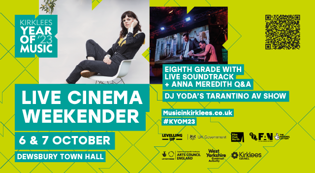 Northern_Soul_'s tweet image. This October: @livecinemauk &amp;amp; @musicinkirklees bring two amazing artists to Dewsbury Town Hall for one weekend only.
🎶6 Oct - Eighth Grade with live soundtrack by @annahmeredith
🎶 7 Oct - @djyodauk's Tarantino Show
Grab your tickets now musicinkirklees.co.uk/en-UK/page/64a… #KYOM23