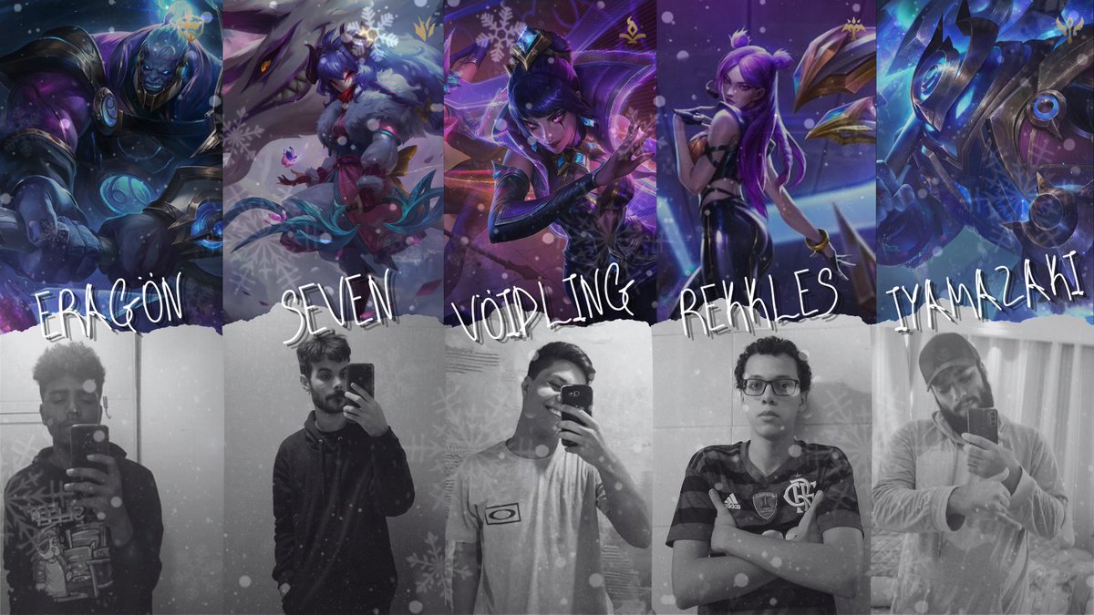 E vamo de anuncio? Com um pouco de atraso, mas antes tarde do que nunca 😎 

• Nossa line-up que ira disputar a <a href="/KovuLeague/">Kovu League</a> e <a href="/LigaStart/">Liga Start ⭐️</a>  #GO7F

🕵🏻‍♂️ <a href="/Deekr_Le/">Eragon</a> 
👨🏻‍🌾<a href="/shhhb3quiet/">joao</a> 
🧙🏻‍♂️<a href="/Caai_anjos/">Caiota ou Calota</a>
🦸🏻‍♂️@LuizFernando737
👨🏻‍🚒<a href="/iYamazaki28/">Tc</a>