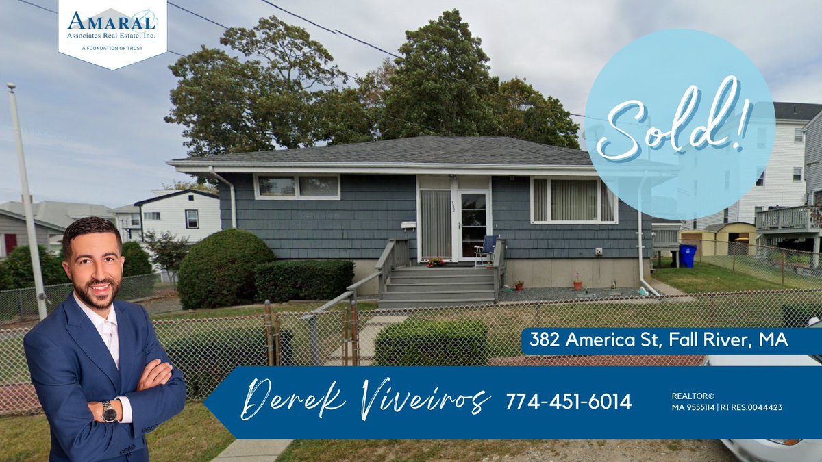 AmaralAdvantage's tweet photo. SOLD with Derek Viveiros-Amaral and Associates Real Estate!
382 America St, Fall River, MA
Contact Derek at 774-451-6014 for your real estate buying needs in this competitive market!
#AmaralAdvantage #Sold #FallRiver #RealEstate #BuywithAmaral https://t.co/ruHnkQh8Df