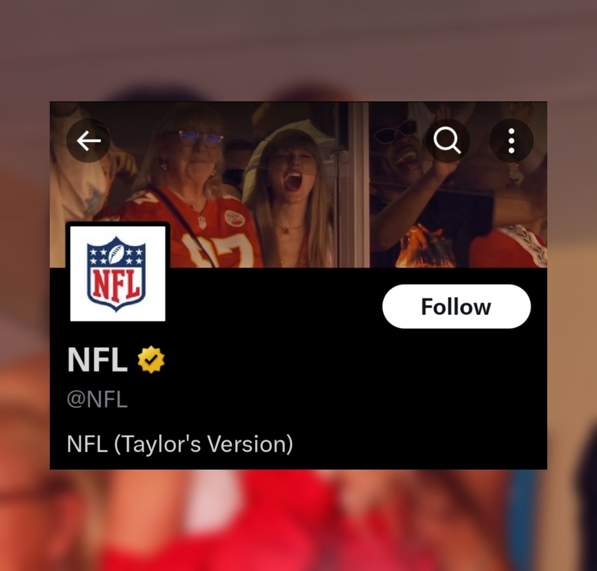 📲 | A NFL alterou o layout da conta do twitter 💗

"NFL (Taylor's Version)"