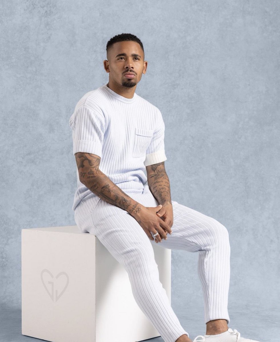 afcstuff's tweet image. Gabriel Jesus modelling for Grajo, former Arsenal team-mate Granit Xhaka’s clothing range, launched earlier this month. 🤝 #afc