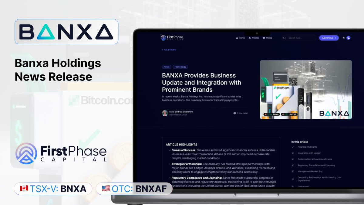 🚀 Banxa Holdings: Exciting Updates! 💰

Impressive financial success, key partnerships with Ledger, Animoca Brands, and Worldline, and major strides in regulatory compliance. Dive into the details! 📈

#BanxaUpdate #CryptocurrencyNews

Read more: firstphasecapital.com/articles/banxa…
