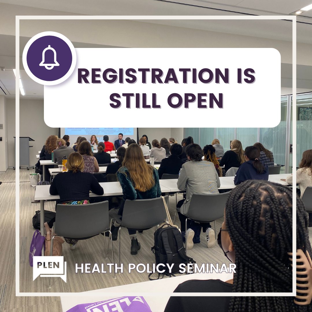 There is still time to apply for PLEN's 2023 Health Policy Seminar! Registration ends this Friday, September 29th, at 12:00 PM ET. Register today through this link: ow.ly/sKXI50PPrC8
