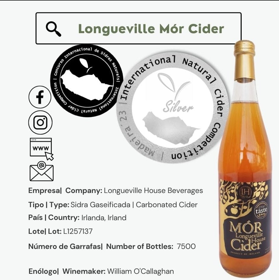 Delighted with our award win at this year's International Natural Cider Competition in Madeira.🥂 

#irishcider #award #tastelongueville