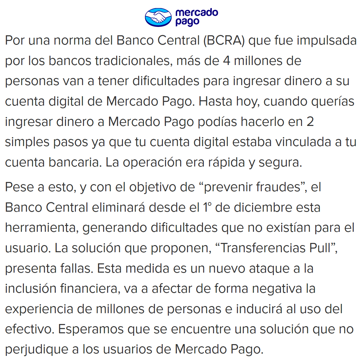 porquetendencia's tweet photo. "Mercado Pago":
Por su comunicado sobre una medida del Banco Central https://t.co/YsPbMJ1nwo