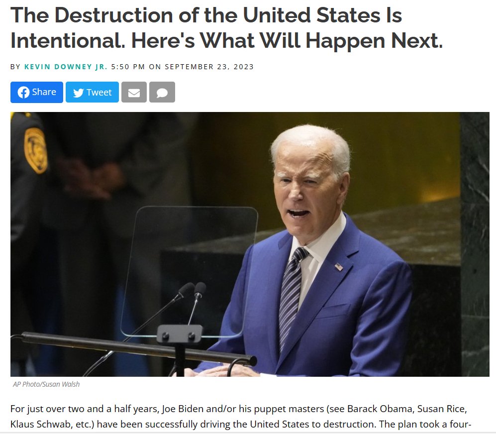 Becky__BT's tweet photo. "The Destruction of the United States Is Intentional. Here's What Will Happen Next"
#BidenOpenBorder is Planned #illegalAlienReColonization of Invaders to USA
Communists Strategy: WEF WHO NWO #DeepState
* Demoralize people until they can’t tell fact from fiction.
* Destabilize the target nation’s economy, defense systems, and foreign relations. (Bidenomics is a joke, the military is woke and suffering from a lack of volunteers, and our foreign relations are about to start WWIII.)
* Crisis: foment a major event that causes our system to implode (such as seven million immigrants crashing our welfare system and economy, or a sudden lack of gas/energy, as we have seen in Sri Lanka and Nigeria).
* Normalization: the government implements socialism to make it all “better.”
Socialist Cloward Piven Strategy
* Overload the welfare system (the illegal immigrants are doing that as you read this)
* Cause panic and chaos
* Watch the system get destroyed
* Replace it with socialism.