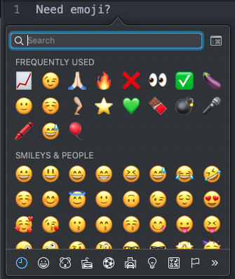 TerryChrisp's tweet photo. Random shortcut tip that I just learned.

Immediate access to emojis from everywhere on Mac.  

Try ctrl + cmd + space.

Thank me when you do. https://t.co/4cPSPvgDnF