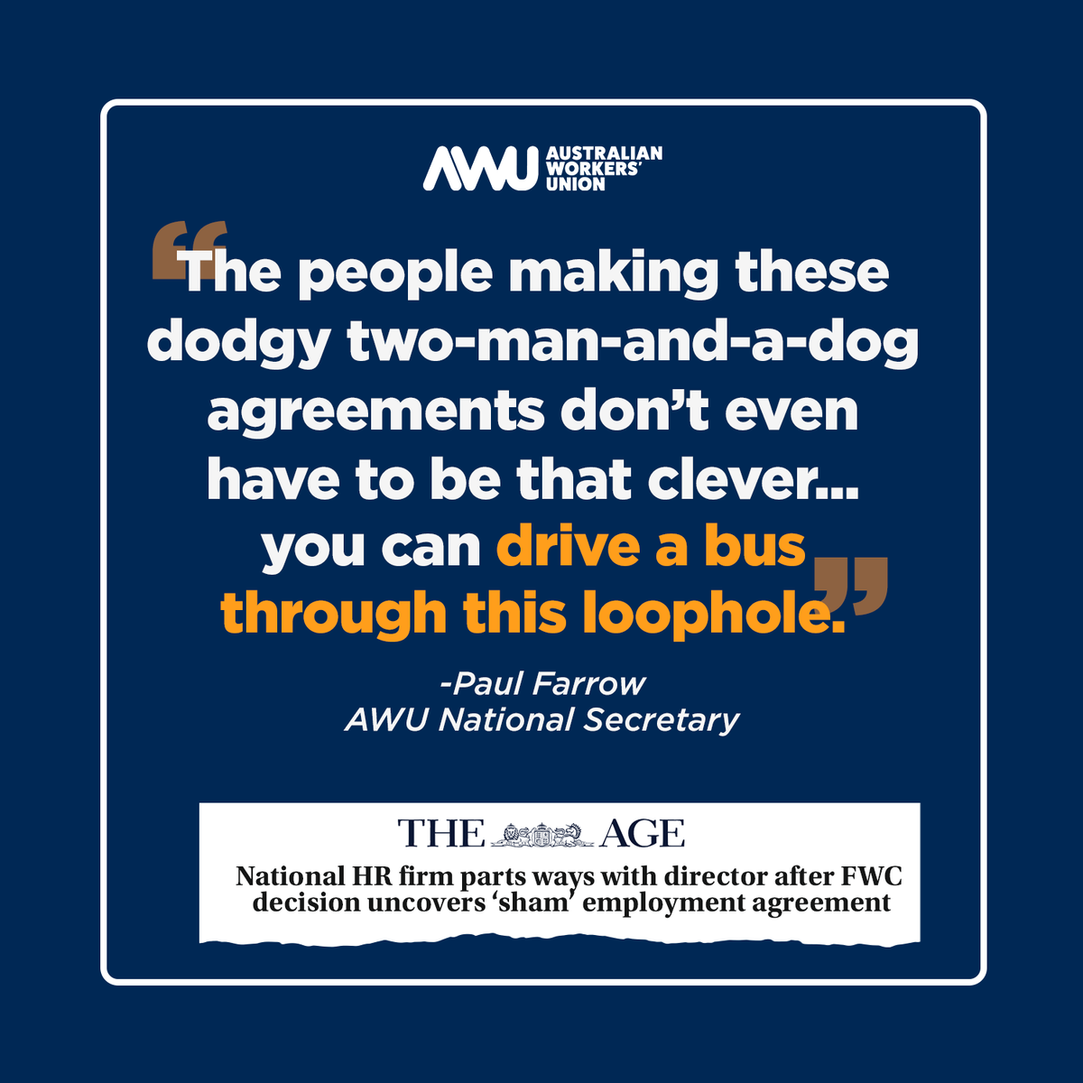 AWUnion's tweet photo. The sorry saga of Workforce Logistics and their dodgy EA continues - but frankly, this never should have happened in the first place.
#AWU #AWUnion #ausunions #auspol #unionsaustralia #workforcelogistics #Fairwork #FWC https://t.co/blE3OAdcPe