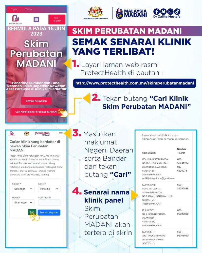 NajmiFetih's tweet photo. Aku baru lepas check. Alhamdulillah layak. Mantap gila Skim Perubatan Madani ni.

Kau cirit birit or muntah tengah malam, dah tak perlu nak pergi emergency hospital tunggu turn lelama

Pergi je klinik swasta. Free je boss.

Benda baik KKM @DrZalihaMustafa kita sokong.

Try check. https://t.co/9czlJBcrfh
