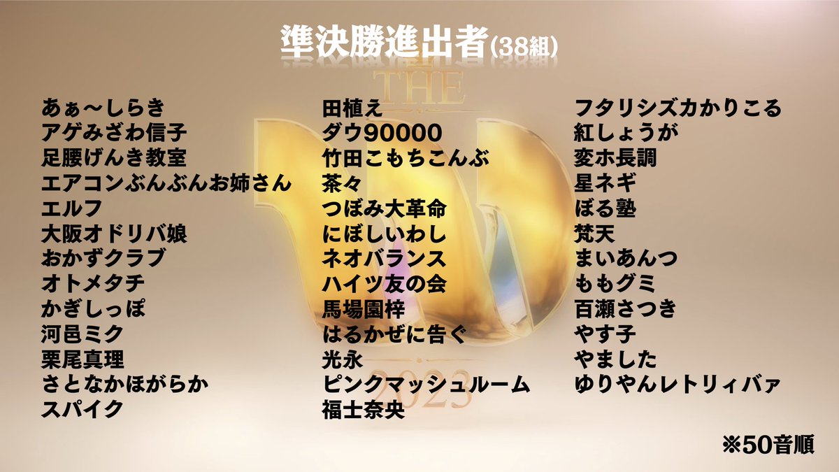 the_w_ntv's tweet photo. ／
#THE_W 2023🌹
準決勝進出者38組大発表‼️
＼

準決勝は11/13(月)・14(火)に
東京・新宿ルミネ the よしもとにて行われます！

史上最多エントリー863名の中から
選ばれた38組を再チェック！💁🏻

進出者はこちらから👇🏻
https://t.co/CNaKBbGu0L https://t.co/Sjba7KhEQC