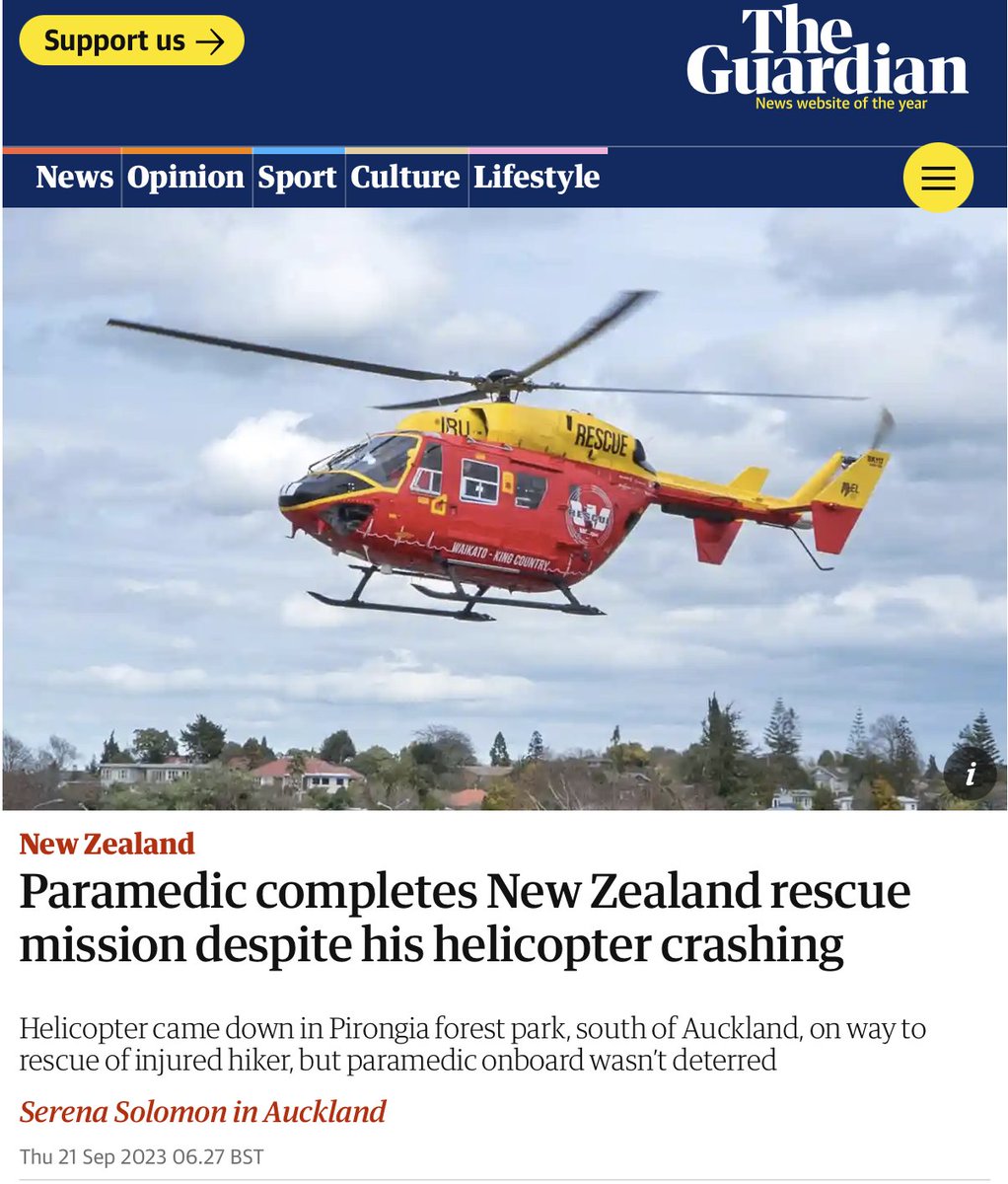 Immense respect for the Waikato paramedic who endured this, then got out & hiked to the patient they were supposed to be rescuing. All escaped intact. amp.theguardian.com/world/2023/sep…
