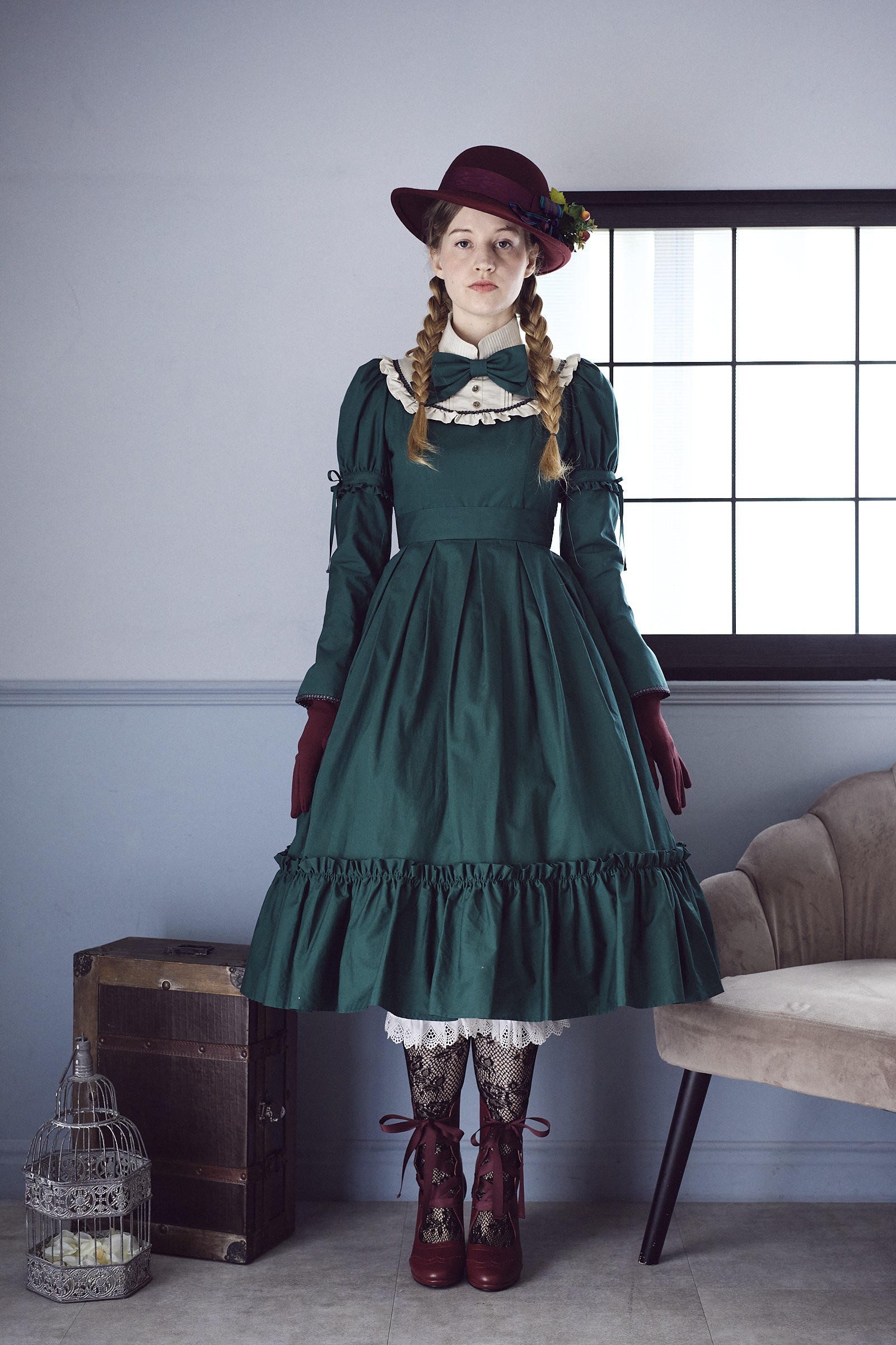 Victorian maiden ヴェルデュールマロリーロングドレス グリーン Verdure Mallory Long OP by Victorian Maiden