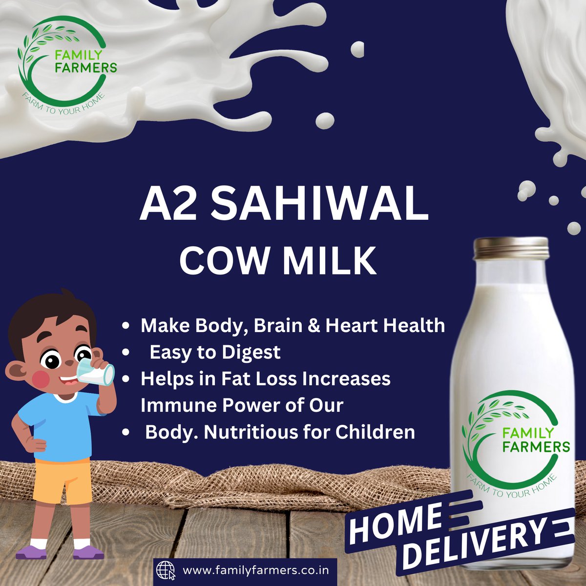 We bring you sahiwal Cow Milk which is pure love from happy sahiwal cows.

#familyfarmers #sahiwalcow  #a2milk #a2milkindia #homedilevry #homedeliveryservice