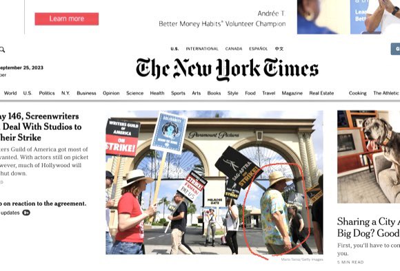 scott krinsky (@scott_krinsky) on Twitter photo Who’d thought I’d ever get on the cover of the #nytimes Digital.  I knew this Hawaiian shirt was good for something. 👏🏻👏🏻 #WGA #SAGAFTRAStrong we’re next. Who’d thought I’d ever get on the cover of the #nytimes Digital.  I knew this Hawaiian shirt was good for something. 👏🏻👏🏻 #WGA #SAGAFTRAStrong we’re next.