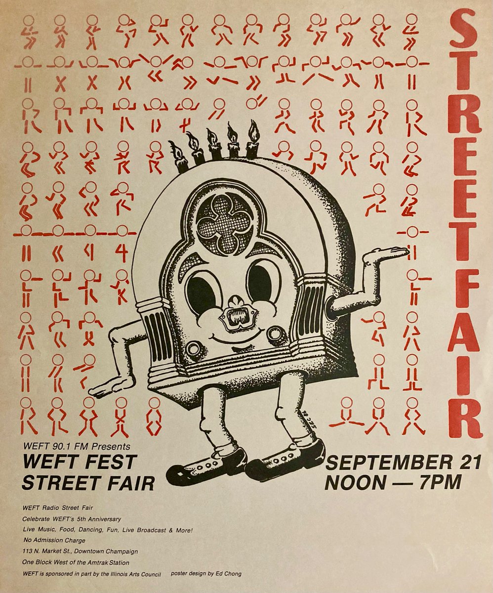 Who remembers WEFT’s 5th anniversary celebration back in September 1986?

Look 👀 5 birthday candles on top of ol’ Weftie!

Join us this Sunday, October 1st from 2-6 pm on North Market Street for WEFT FEST 2023!

🔺Free Admission
🔺Live Music
🔺Raffle Prizes
🔺Anniversary Cake