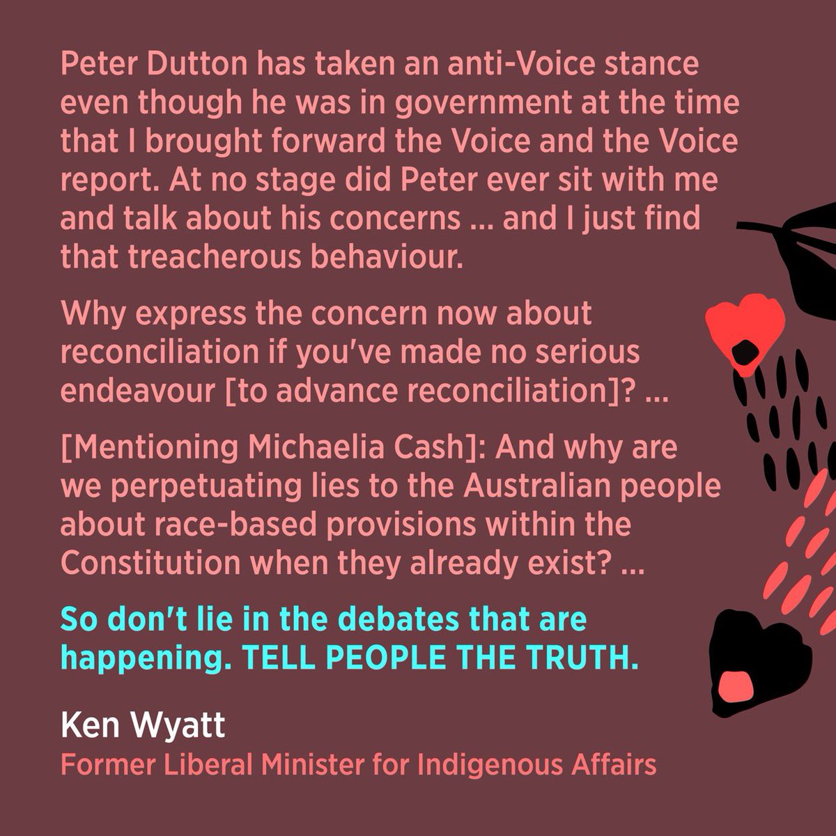 Ken Wyatt calls it as it is &amp; shows up <a href="/PeterDutton_MP/">Peter Dutton</a> for the charlatan he is.
Be like Ken not Peter - #VoteYES23Australia for a #VoiceToParliament 
#VoteYes2023