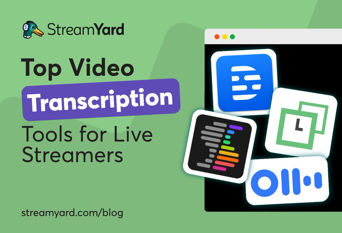 A handy guide on the top video transcription tools for live streamers along with tips on how to pick one.

#LiveStreaming #LiveStreamingTips #Accessibility
via <a href="/streamyardapp/">StreamYard #TheYard</a> bit.ly/3vGZQDK