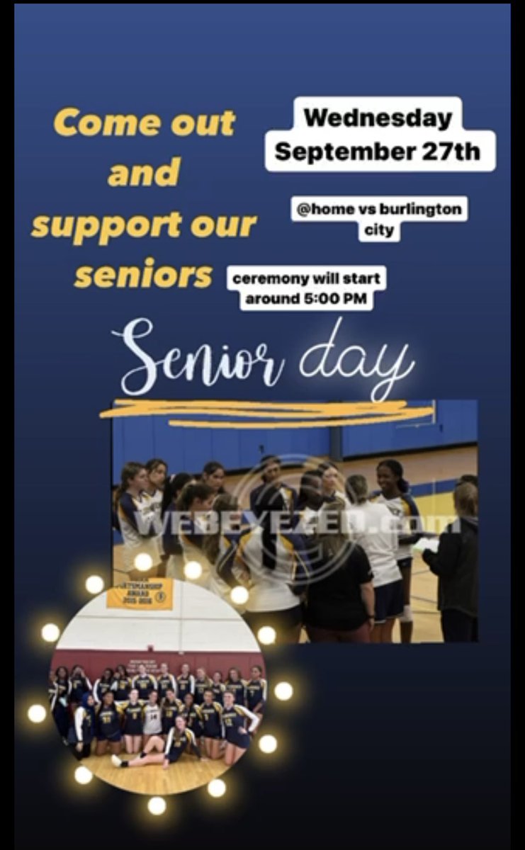 FTSD_Volleyball's tweet photo. This Wednesday we will be celebrating our senior athletes at home vs Burlington City we hope to see you there!!! ⚡️⚡️⚡️ https://t.co/Tu1SYTiBK9
