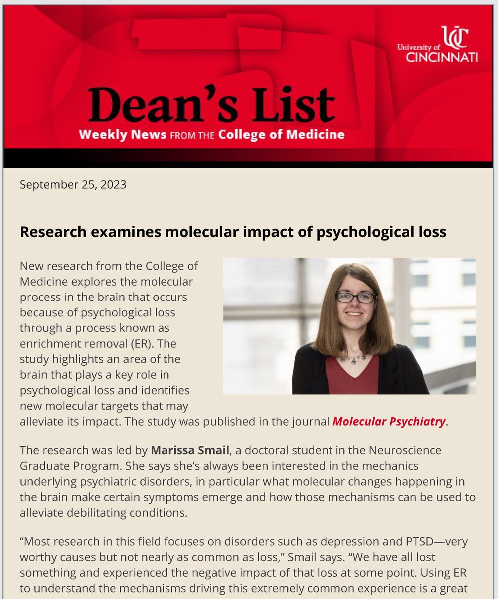 UC College of Medicine (@ucincymedicine) on Twitter photo In this week's <a href="/UCincyMedicine/">UC College of Medicine</a> Dean's List: research examines molecular impact of psychological loss; "State of the College" presentation Oct. 3; celebrating Women in Medicine Month; <a href="/HoxworthUC/">HoxworthUC</a> leaders author manual chapters; and much more. <a href="/MarissaSmail/">Marissa Smail</a>
conta.cc/3ZLGAmd In this week's <a href="/UCincyMedicine/">UC College of Medicine</a> Dean's List: research examines molecular impact of psychological loss; "State of the College" presentation Oct. 3; celebrating Women in Medicine Month; <a href="/HoxworthUC/">HoxworthUC</a> leaders author manual chapters; and much more. <a href="/MarissaSmail/">Marissa Smail</a>
conta.cc/3ZLGAmd
