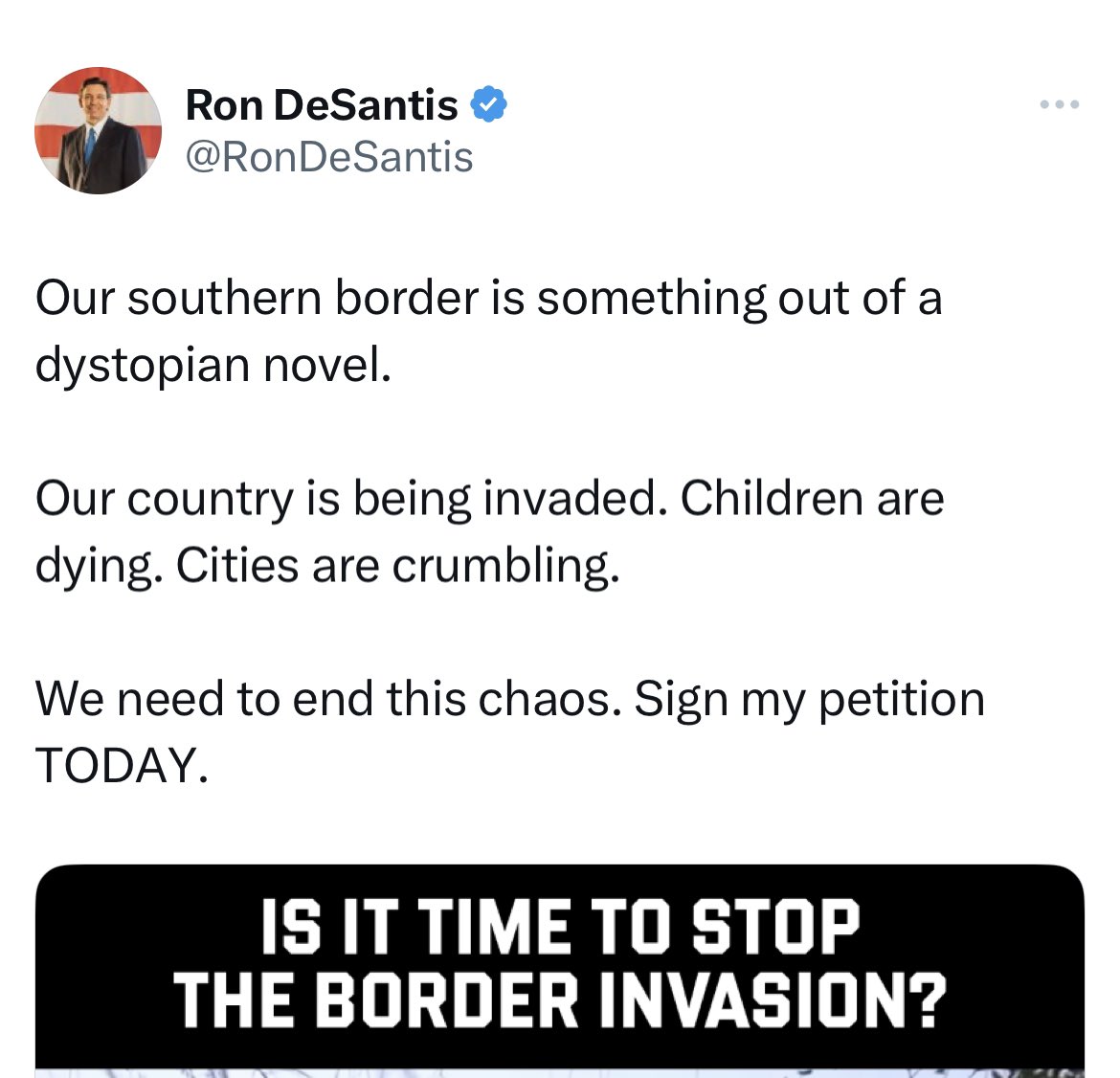 ZacharyAMueller's tweet photo. I am guessing the “dystopian novel” DeSantis is refuting to here is the the white nationalist replacement theory track “Camp of the Saints.” This is a GOP presidential candidate echoing white nationalist &amp; antisemitic propaganda to promote his campaign. https://t.co/DzqtdIARew