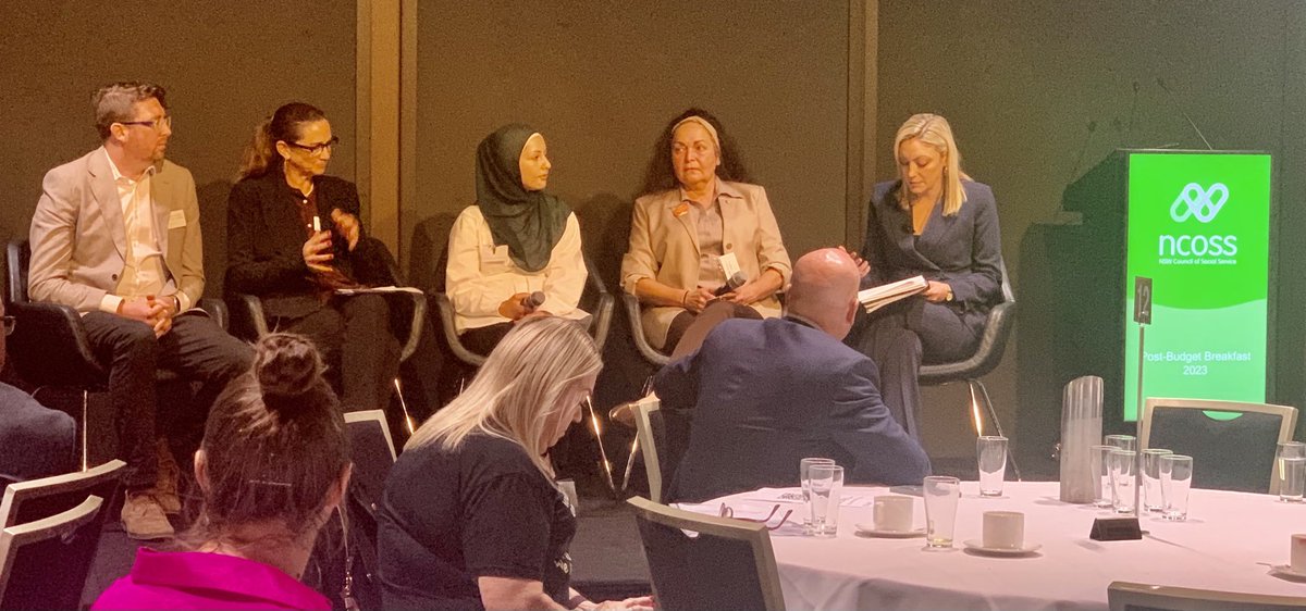 Great community sector panel ⁦@_NCOSS_⁩ Post Budget Breakfast. Focus of impact on children of cost of living crisis. #EndChildPoverty