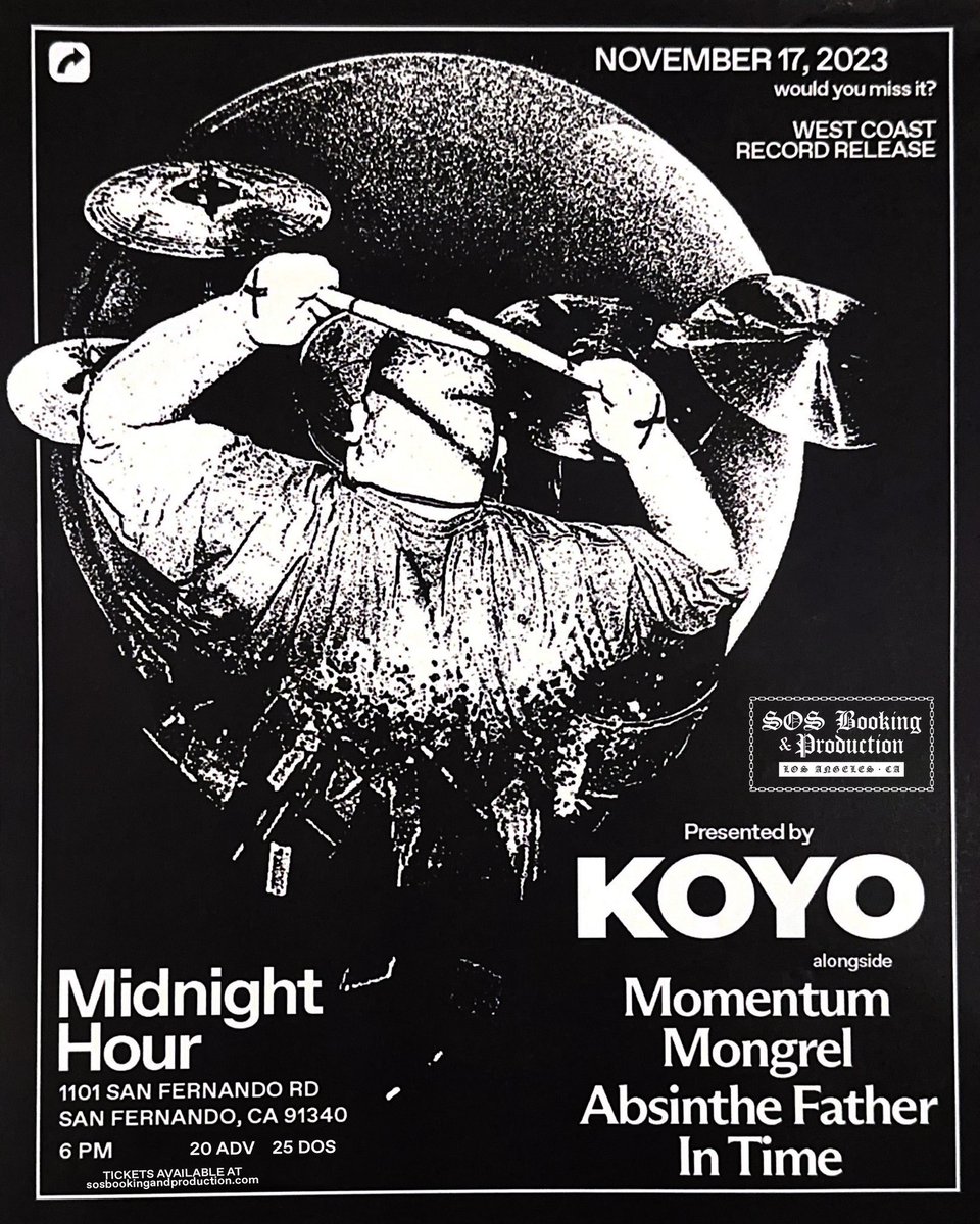 koyolihc's tweet photo. Yo SoCal tickets for our record release shows are fuckin moving. Chain Reaction is half way sold out. LA will follow suite quickly. Don’t sleep. 

TICKETS: https://t.co/2m1XYsAdsg https://t.co/LVFKM2ccxn