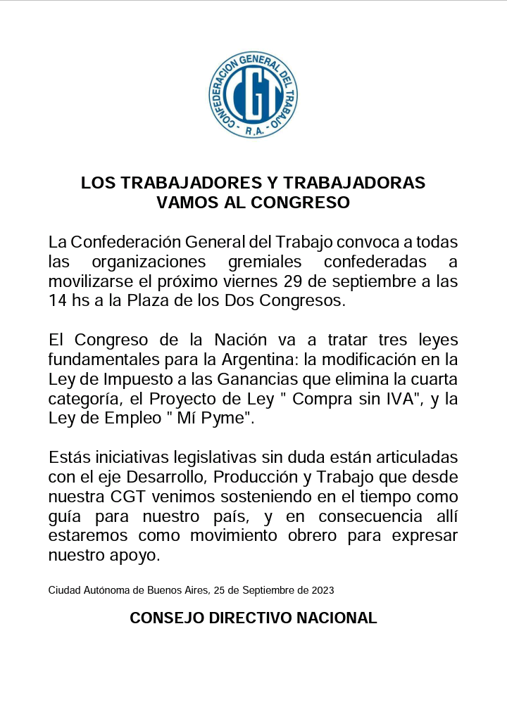 📣 Convocatoria de la CGT