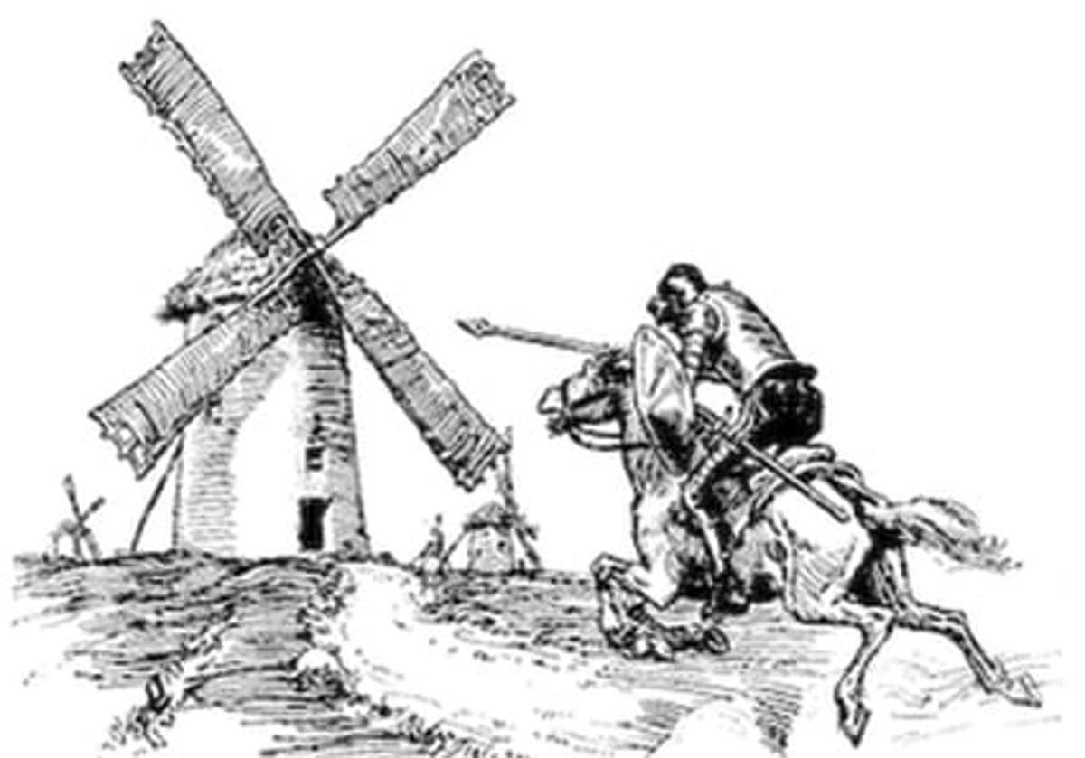 chrisroa's tweet photo. Don Quixote follows the adventures of a man who loses his sanity and does not see the world for what it is. The adventure begins with Don Quixote's attack on windmills which he believes to be ferocious giants. https://t.co/F2i917KNV6