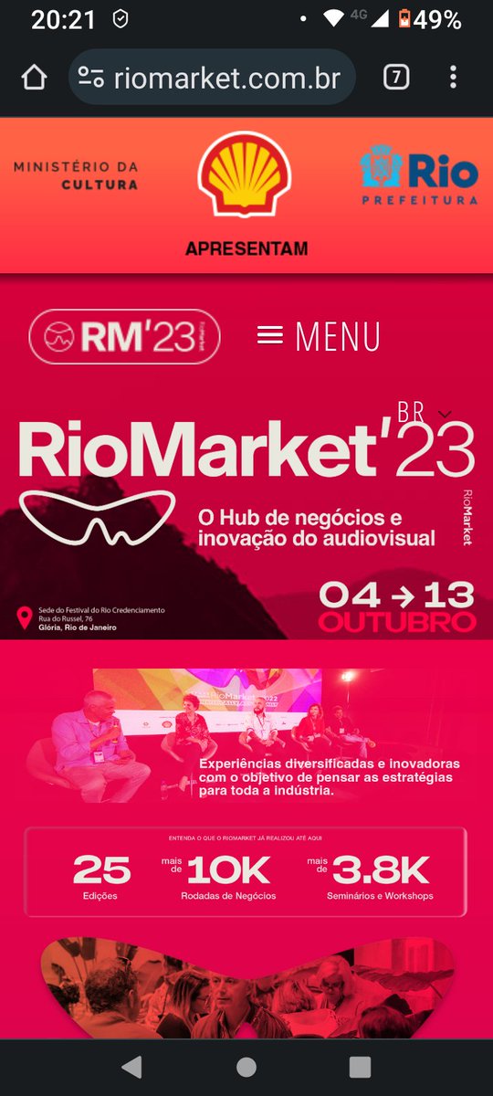Abertas as inscrições 
riomarket.com.br
#festivaldorio
#cinechance