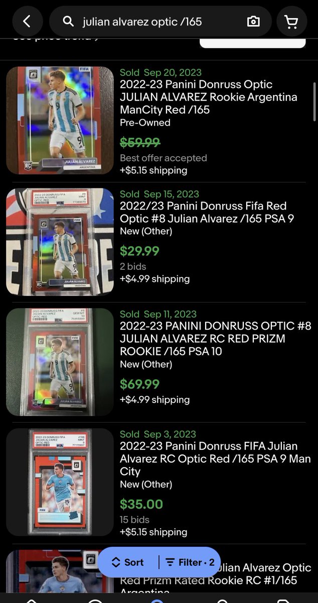 Card_Slayer819's tweet photo. Julian Alvarez Rated Rookie Optic /165 Red
$20
Shipping:
USA Only
$5 BMWT
$1 PWE (1-2 Card Max)
#brickslayer https://t.co/kJerCd50Y0