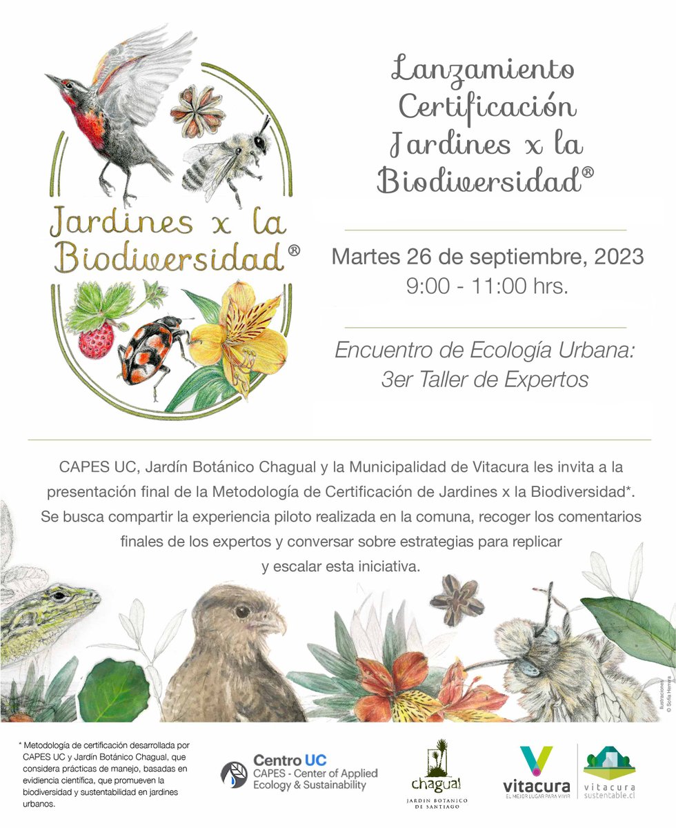 Jardín Botánico Chagual (@jxbiodiversidad) on Twitter photo Te invitamos a participar del III Encuentro de Ecología Urbana, donde presentaremos el Sistema de Certificación Jardines x la Biodiversidad y su metodología.  Link del encuentro: youtube.com/<a href="/capeschile/">CAPES</a>
<a href="/quintopaisaje/">@quintopaisaje</a>  <a href="/nemu8/">ねむ💤</a>  @capeschile Te invitamos a participar del III Encuentro de Ecología Urbana, donde presentaremos el Sistema de Certificación Jardines x la Biodiversidad y su metodología.  Link del encuentro: youtube.com/<a href="/capeschile/">CAPES</a>
<a href="/quintopaisaje/">@quintopaisaje</a>  <a href="/nemu8/">ねむ💤</a>  @capeschile