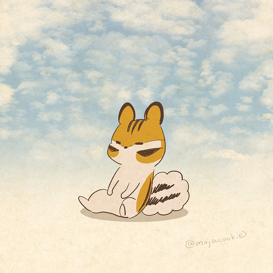 「涼しいな〜ずっとこのくらいがいいな〜 」|もじゃクッキーのイラスト