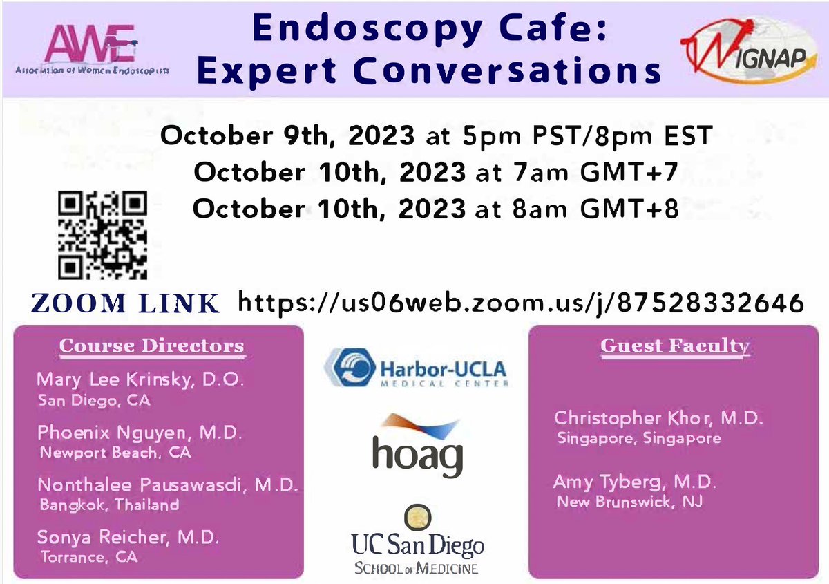 WesternAWE's tweet photo. 🎉 Mark your calendars! AWE's @WesternAWE "Endoscopy Cafe" 🗓️Oct 9th. We're honored to host esteemed guests Dr. @AmyTyberg & Dr. Christopher Khor. A special collaboration with #WIGNAP awaits! Join us for a deep dive into endoscopy! 🌟 #ExpertInsights @UCSD_GI @PhoenixGERD https://t.co/VPYYpBA3eG