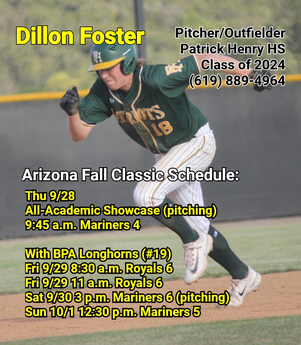 DillonRFoster's tweet image. Looking forward to @AZFallClassic this week. @bpasportsgroup @armsrepublic_ @BUncommitted @CoastRecruits @FlatgroundApp @FlatgroundBats
