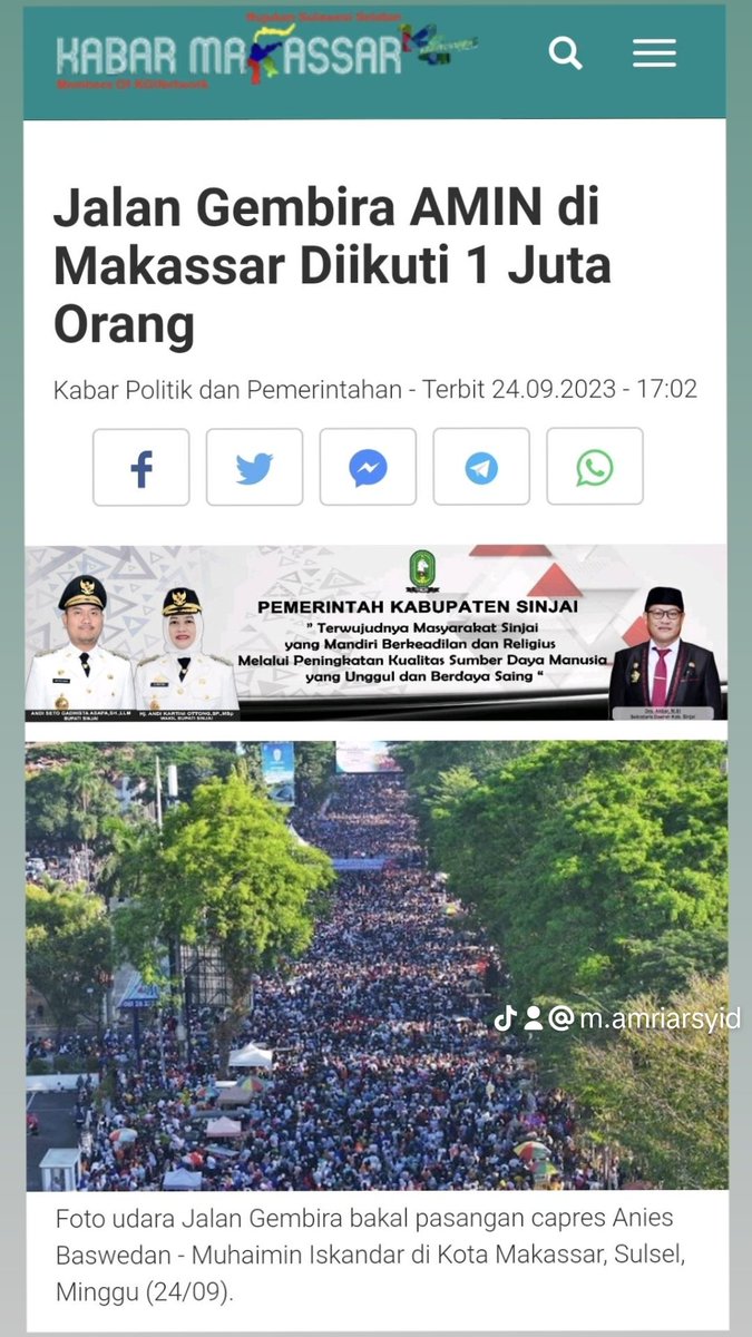 Terlepas dari berapa jumlah pasti peserta jalan gembira AMIN, yang saya lihat sendiri dengan mata kepala saya adalah masyarakat SulSel yang hadir sangat antusias menyambut kehadiran AMIN di SulSel...luar biasa..!!!
<a href="/PKSejahtera/">DPP PKS</a> <a href="/PKS_Sulsel/">PKS Sulawesi Selatan</a>