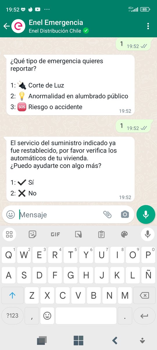 ebocazg's tweet photo. @Enel_Informa_CL @EnelChile a la hora aun sin servicio eléctrico según su WhatsApp ya estoy con suministro pero en el domicilio nada de nada https://t.co/rSSMkrO5wU