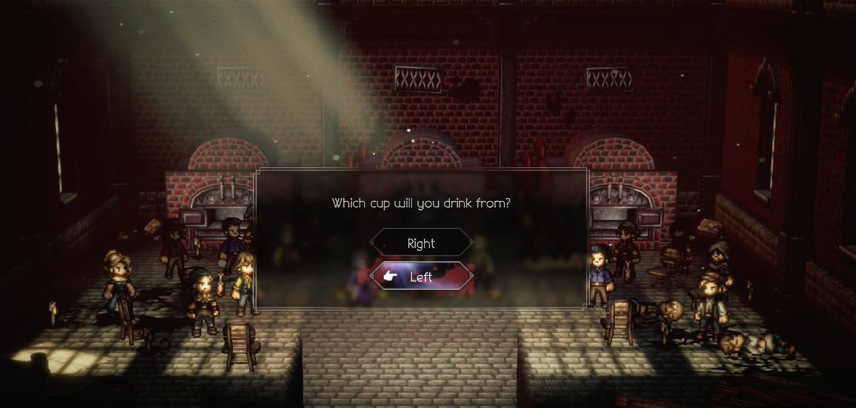 sureimiku's tweet photo. in throné ch 2 my stupid ass chose the left goblet thinking reverse psychology and i got a game over https://t.co/6P64z8XxGv