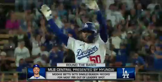 Dodgers' Mookie Betts sets MLB single-season record for RBIs by