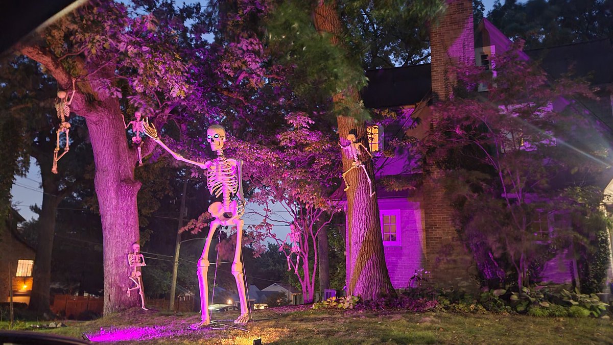 Kipptacular's tweet photo. My neighbors are absolutely killing it this spooky season. https://t.co/hgQMhNhGs3