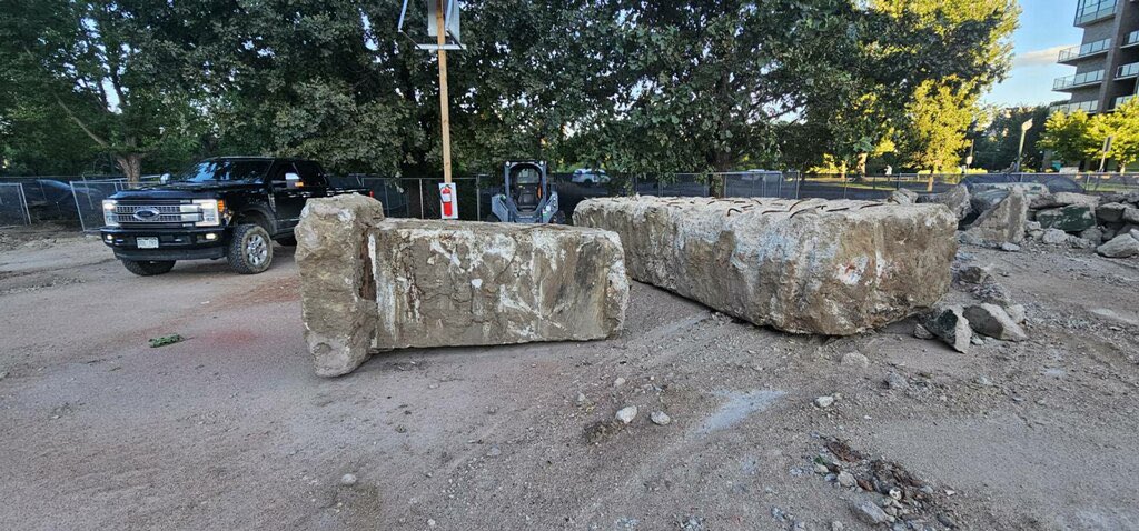 TorSarkisian's tweet photo. You never really know what lies underground. Full phase 2, multiple core samples, and we’ve owned the property for over 60 years. 
We unearthed a gigantic, 76,000lb reinforced concrete block and several other large pieces. 
Adds more time and expense. https://t.co/Xl9Sm9BCOD