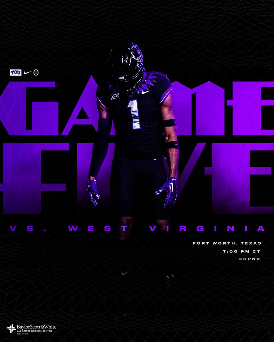 TCUFootball's tweet photo. See you Saturday. Wear black. ⚫️⚫️⚫️ https://t.co/bpMbZGgtr8