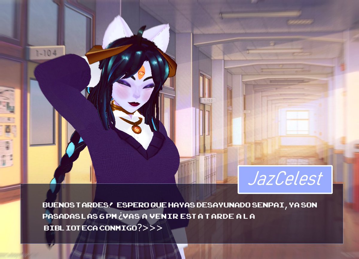 JazCelest's tweet photo. Me puse a jugar con vroid y quedo como un simulador de citas, novela visual...quiero ver que eligen 🤓
#VtuberES #Simdating #visualnovel https://t.co/VMRagLiVxk